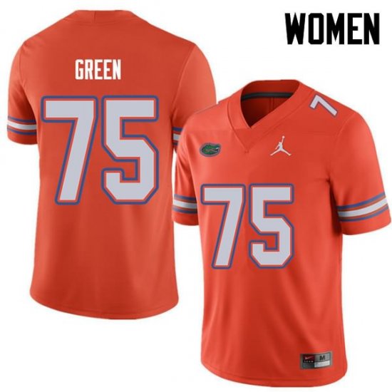 Women's Florida Gators #75 Chaz Green NCAA Jordan Brand Orange Authentic Stitched College Football Jersey KNQ0762XF